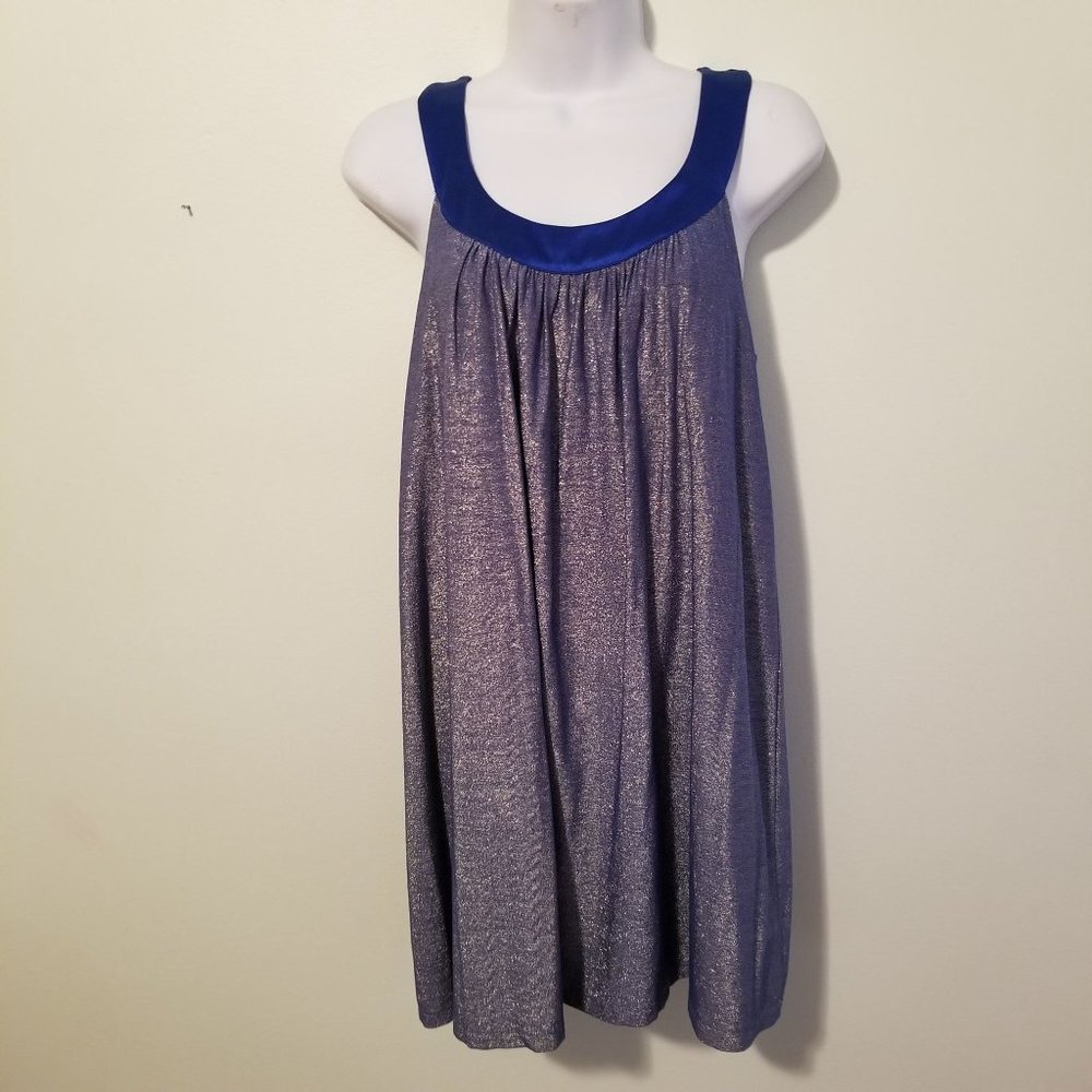 Betsey Johnson 8 Y2K Blue Sleeveless Metallic Disco Tankβ Dress